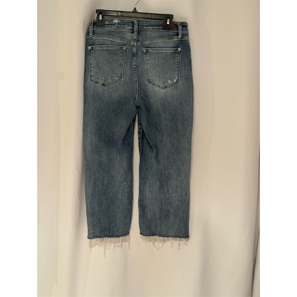 Judy Blue Jeans Womens Size M Blue High Rise Distressed Straight Crop - Picture 7 of 16